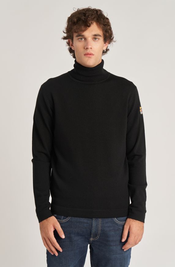 Classic high neck wool blend men's sweater