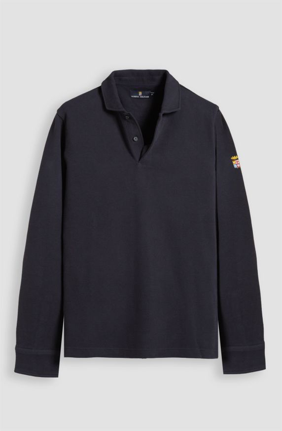 Men's weekend polo shirt in long-sleeved cotton