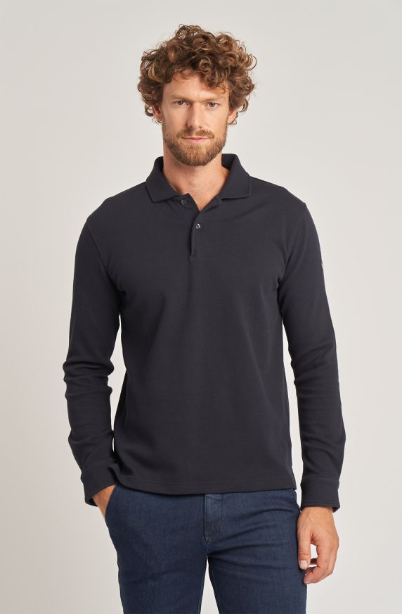 Men's weekend polo shirt in long-sleeved cotton