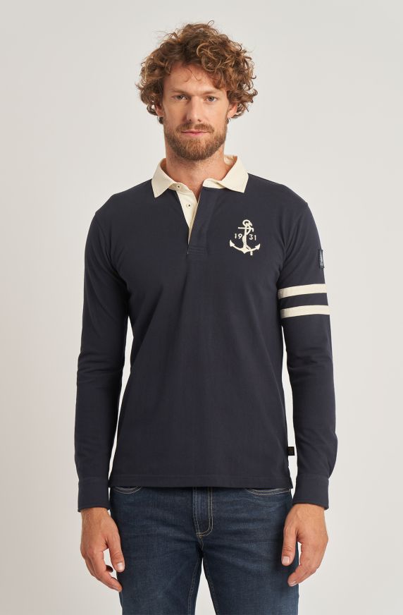 Amerigo Vespucci men's polo shirt in long-sleeved cotton