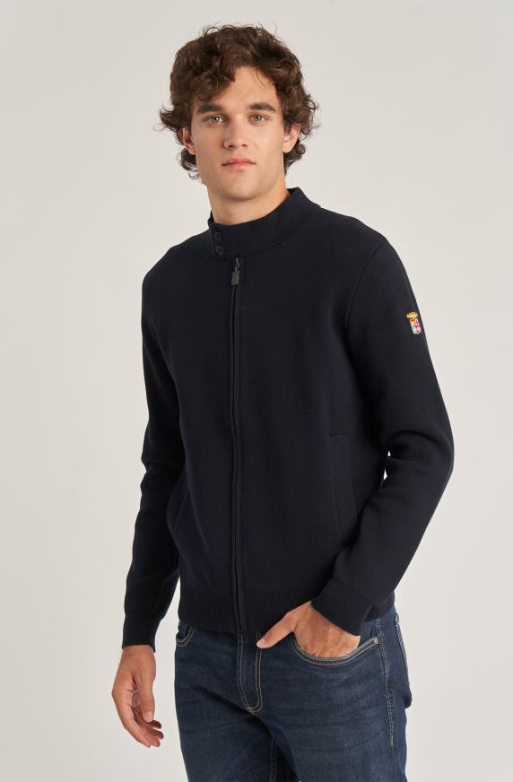 Weekend men's cardigan in warm cotton with zip