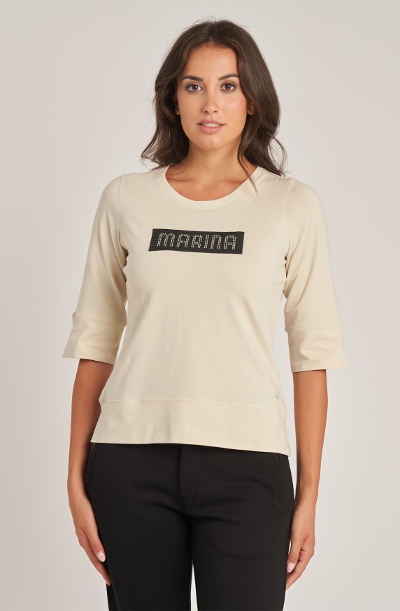 T-shirt da donna in cotone jersey girocollo