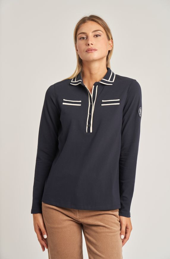 Amerigo Vespucci women's polo shirt in long-sleeved piquet