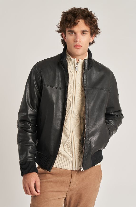 Naval Aviation men's leather bomber jacket