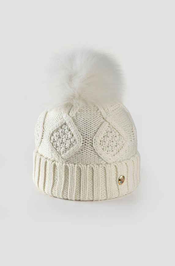 Women's hat in wool blend with pom pom