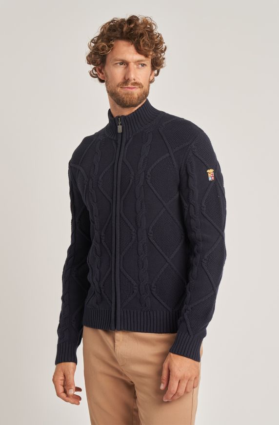 Maglione da uomo in caldo cotone full zip