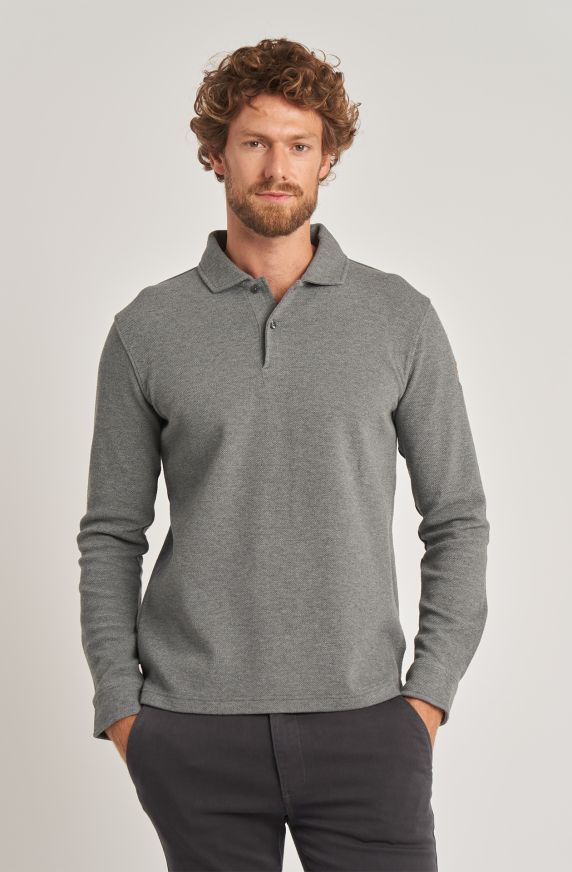 Men's weekend polo shirt in long-sleeved cotton