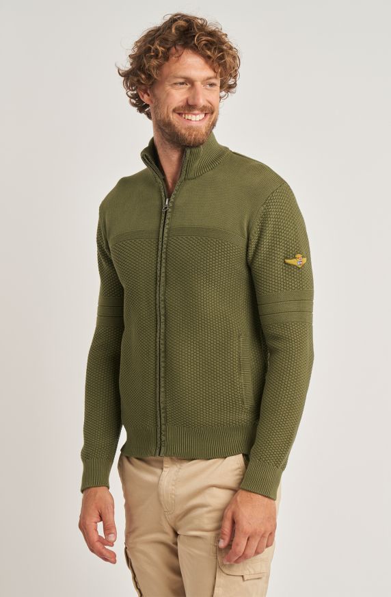 Maglione da uomo Aviazione Navale in caldo cotone full zip