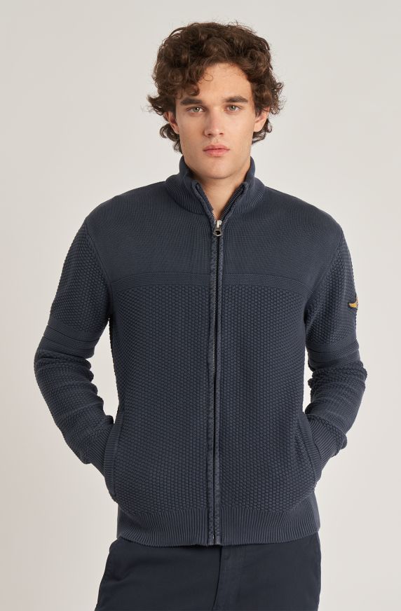 Aviazione Navale men's sweater in warm cotton with zip