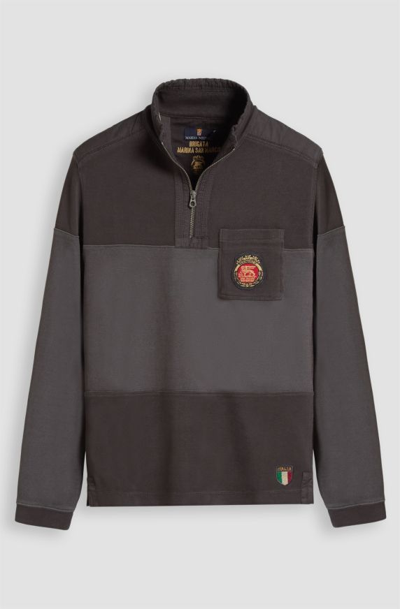 Brigata Marina San Marco men's polo shirt in cotton half zip