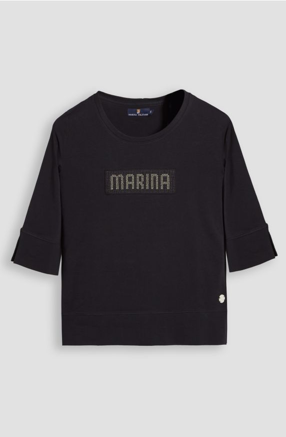 T-shirt da donna in cotone jersey girocollo