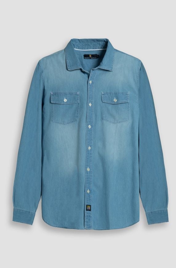 Camicia da uomo in cotone stone washed