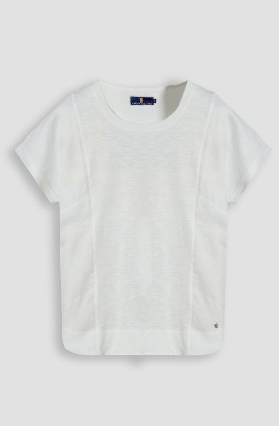 T-shirt da donna in cotone e lino