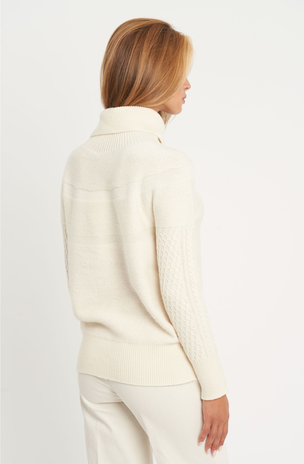 Wool blend cowl neck sweater