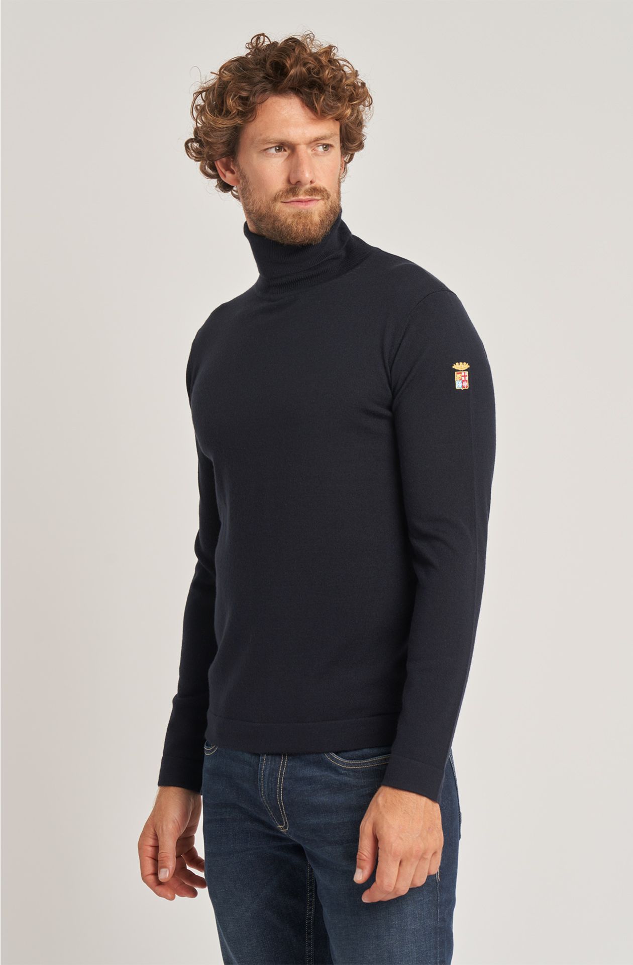 Classic high neck wool blend men's sweater