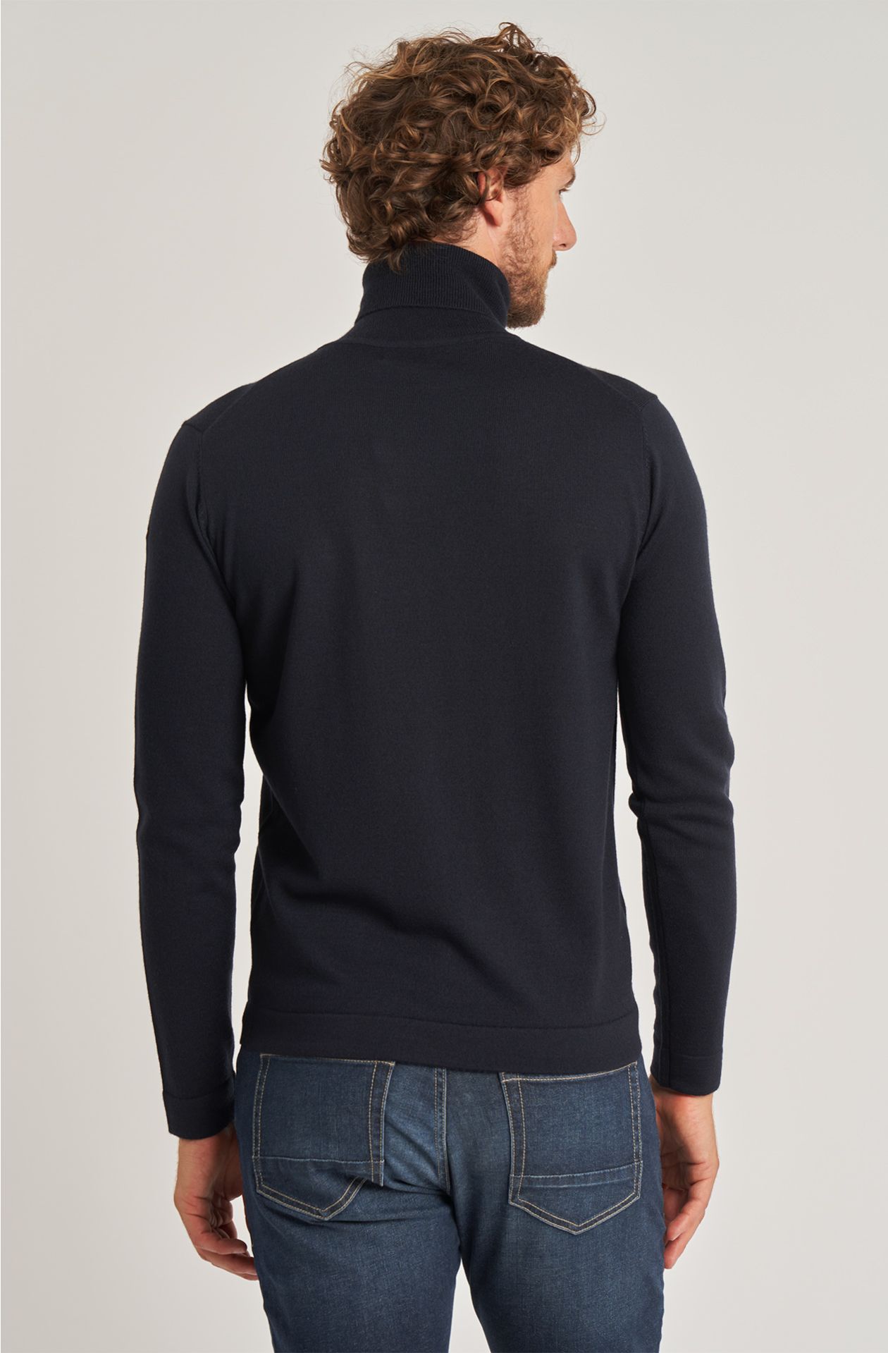 Classic high neck wool blend men's sweater