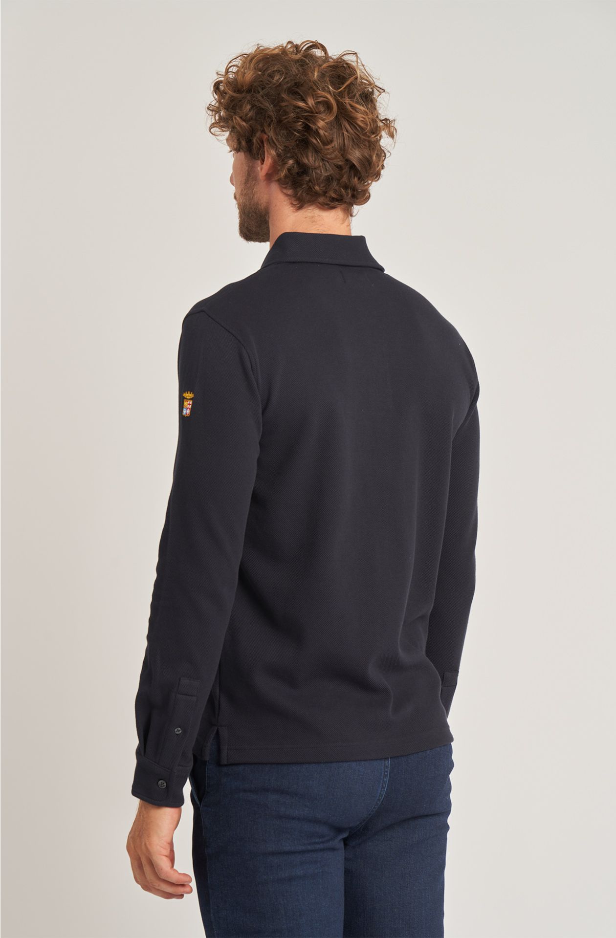 Men's weekend polo shirt in long-sleeved cotton