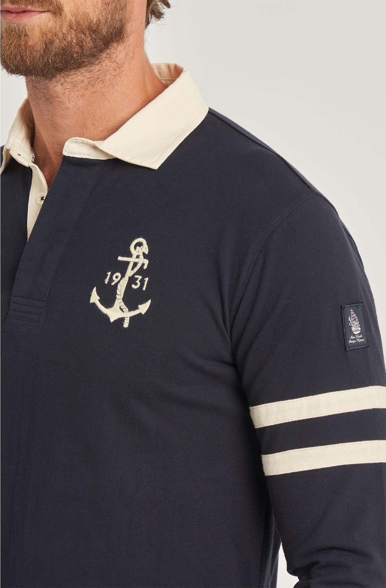 Amerigo Vespucci men's polo shirt in long-sleeved cotton