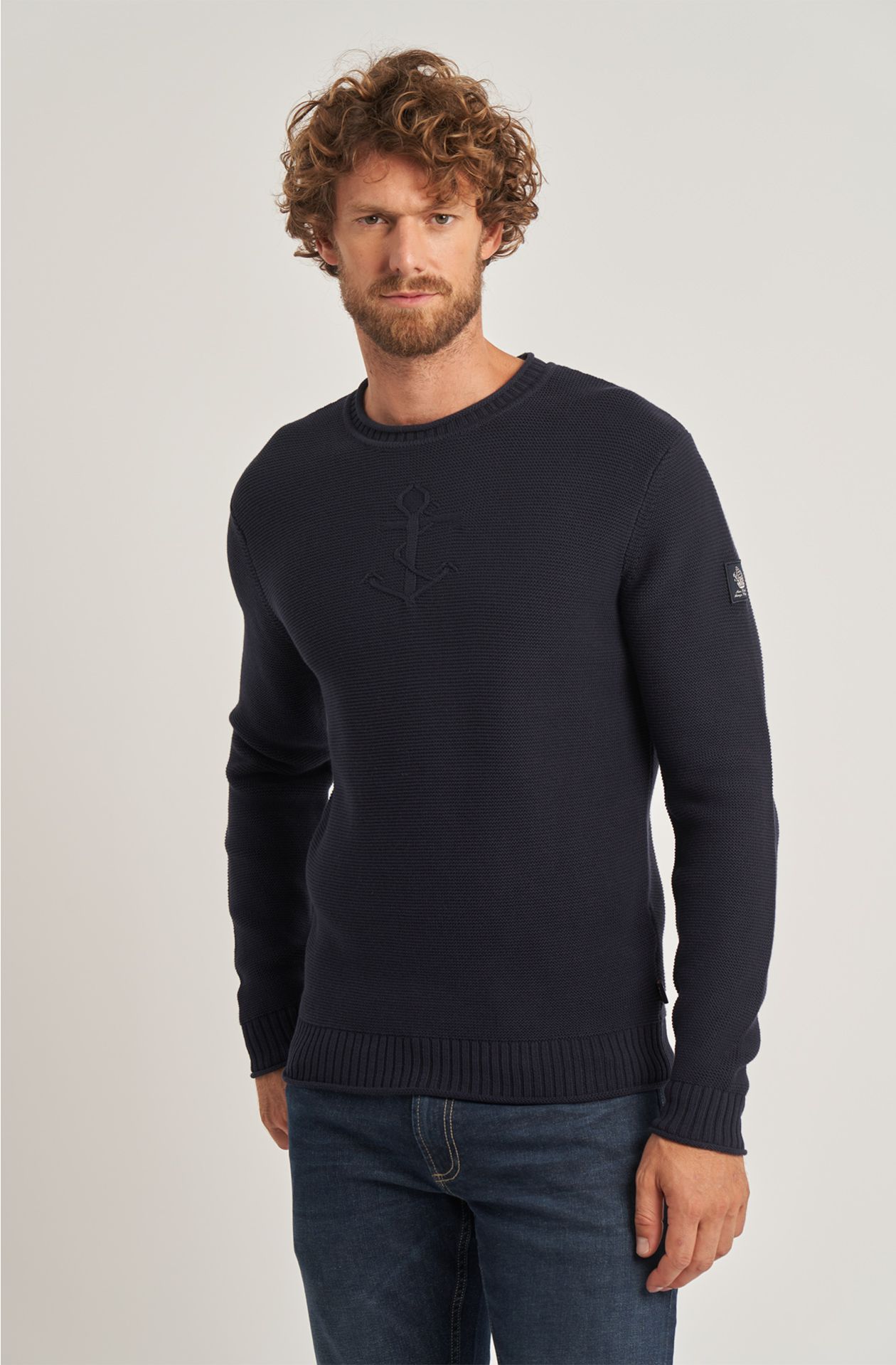 Amerigo Vespucci men's sweater in warm crew-neck cotton