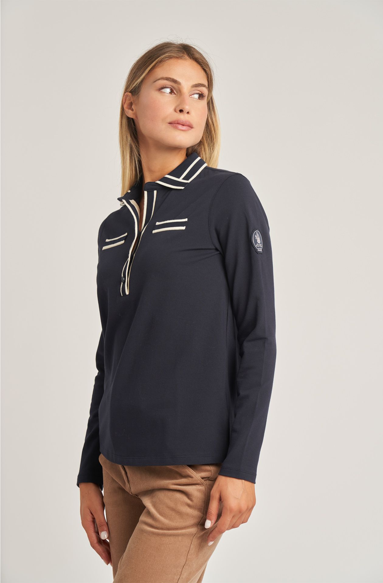 Amerigo Vespucci women's polo shirt in long-sleeved piquet