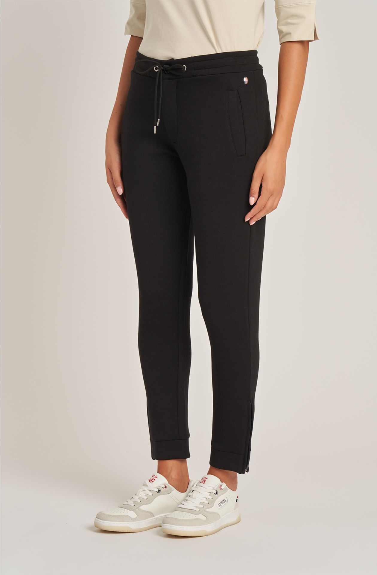 Women's trousers in mixed fabric