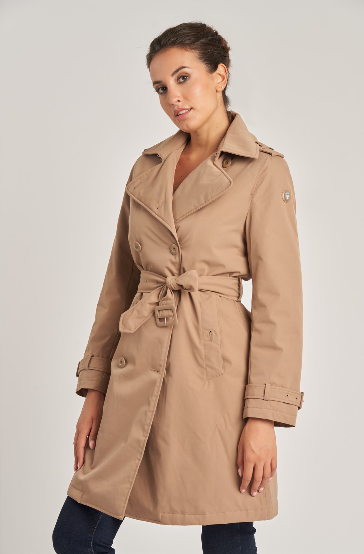 Trench coat da donna in gabardina