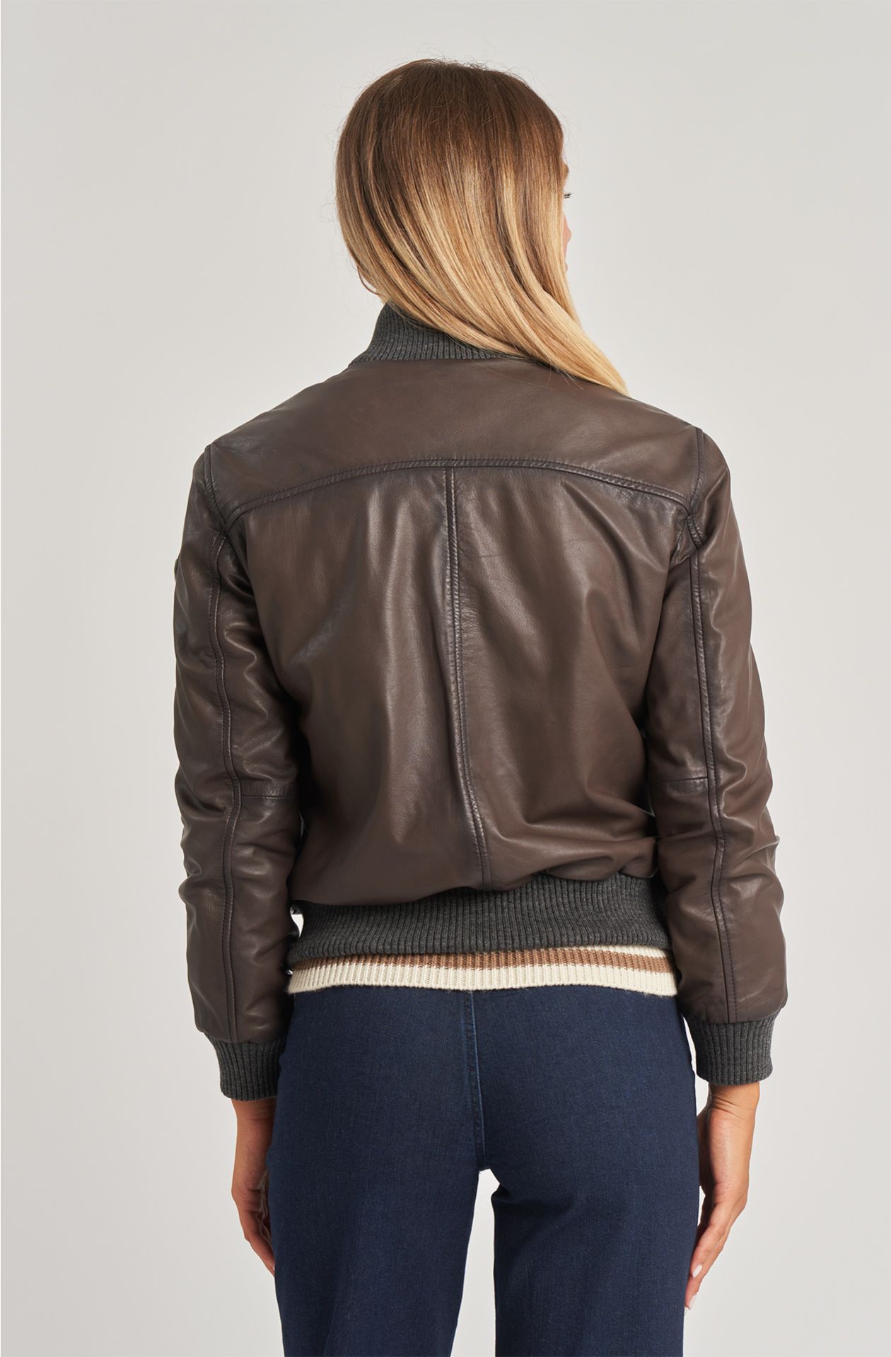 Women's leather bomber jacket