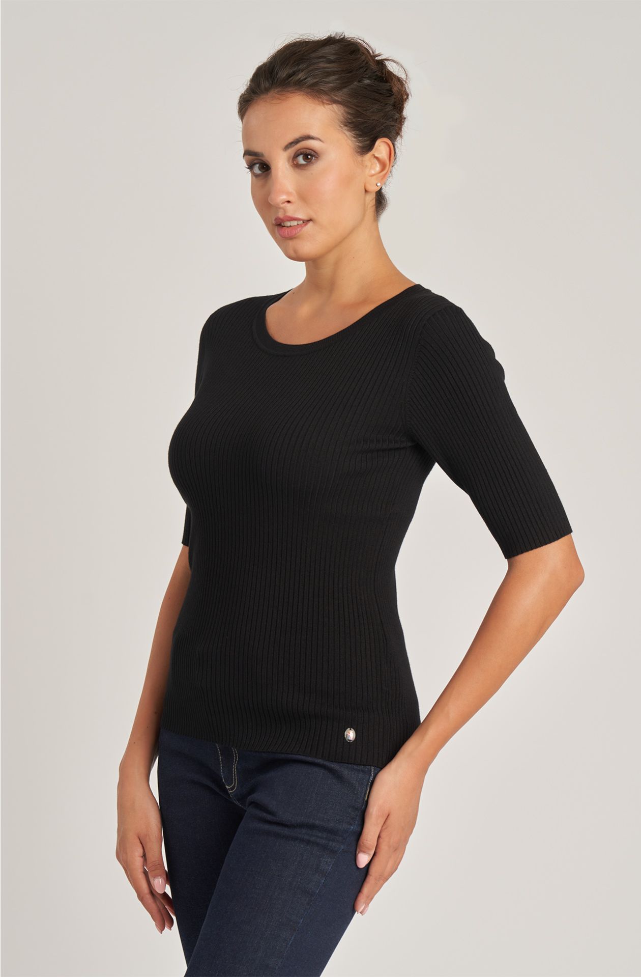 Women's crew-neck viscose blend sweater