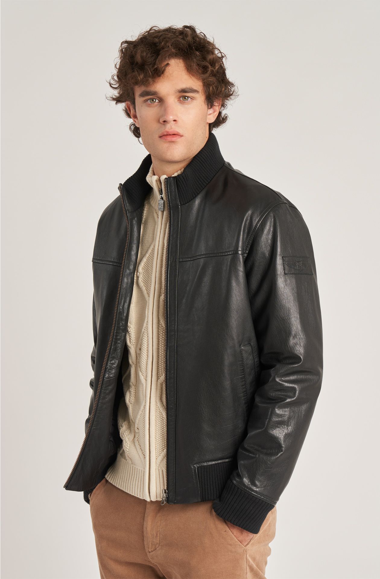 Naval Aviation men's leather bomber jacket