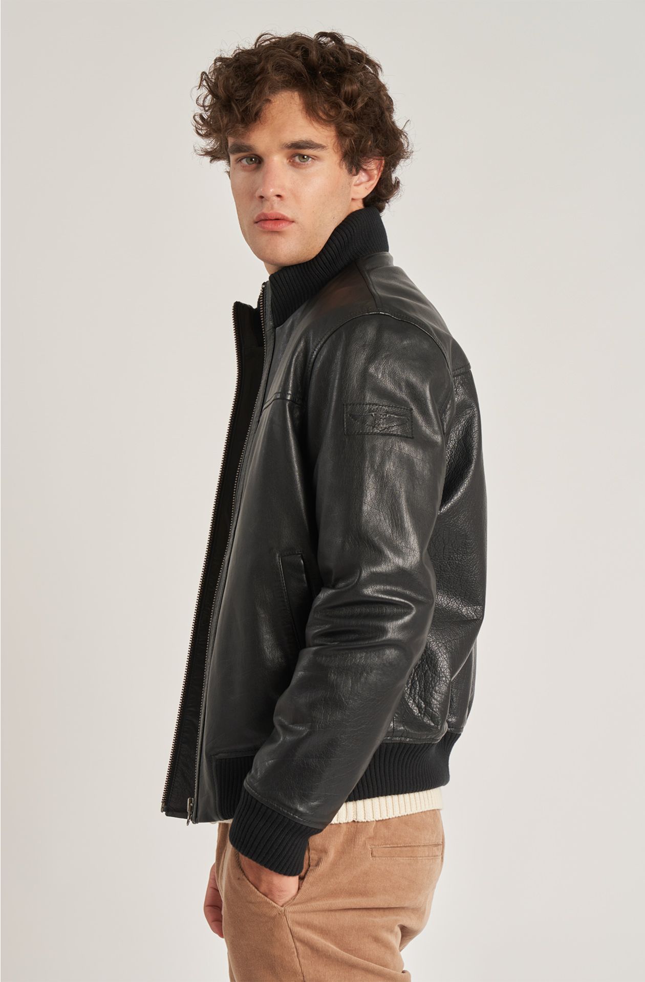 Naval Aviation men's leather bomber jacket