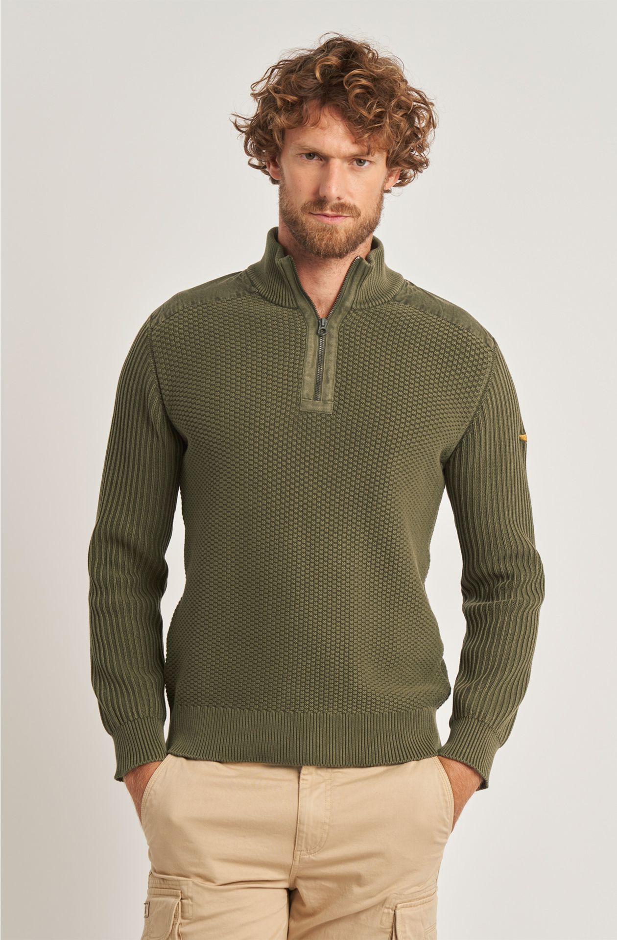 Naval Aviation men's sweater in warm cotton half zip