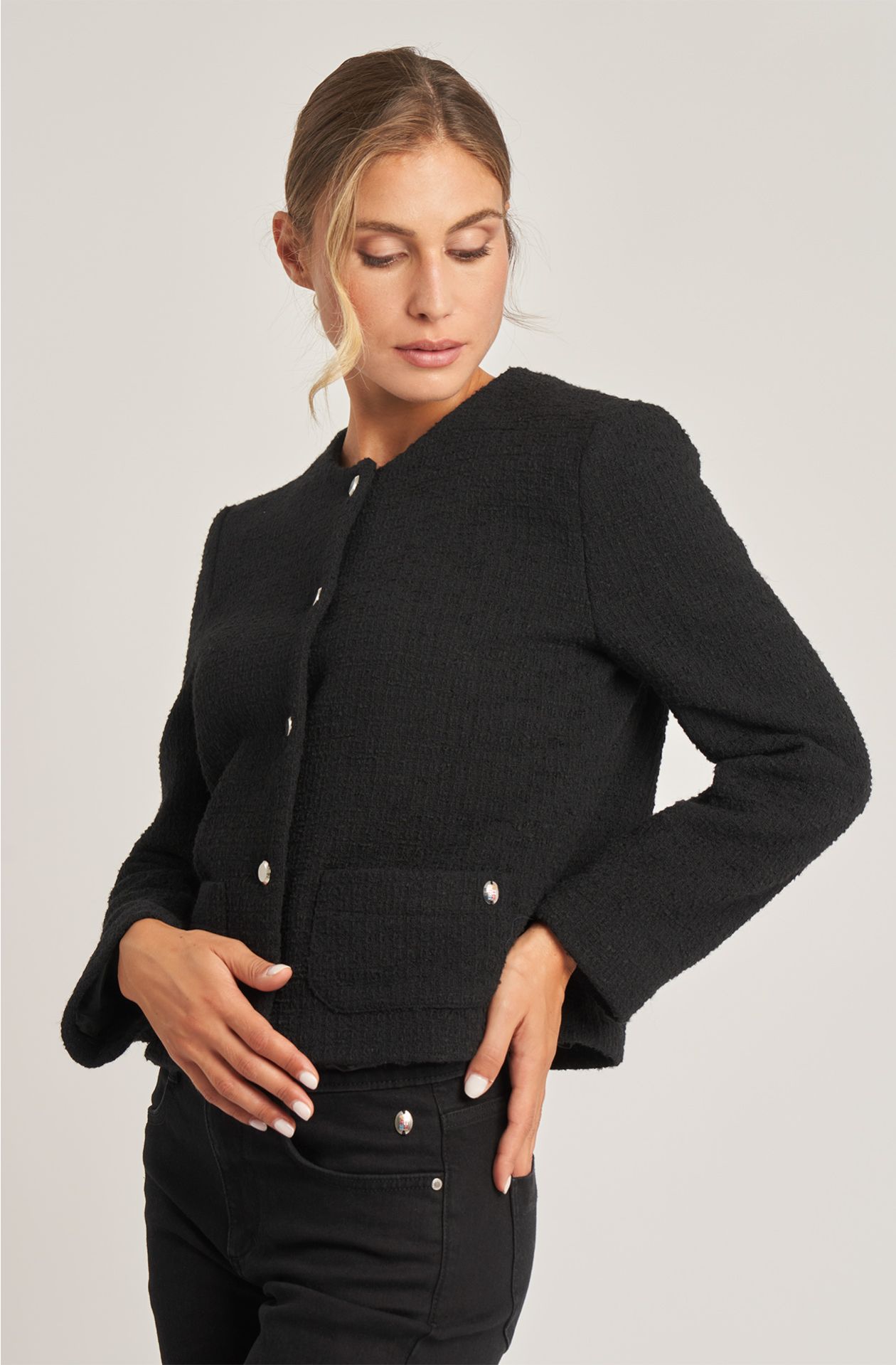 Women's jacket in bouclé cotton blend