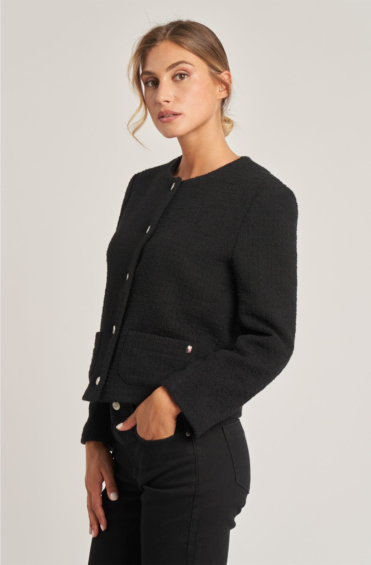 Women's jacket in bouclé cotton blend