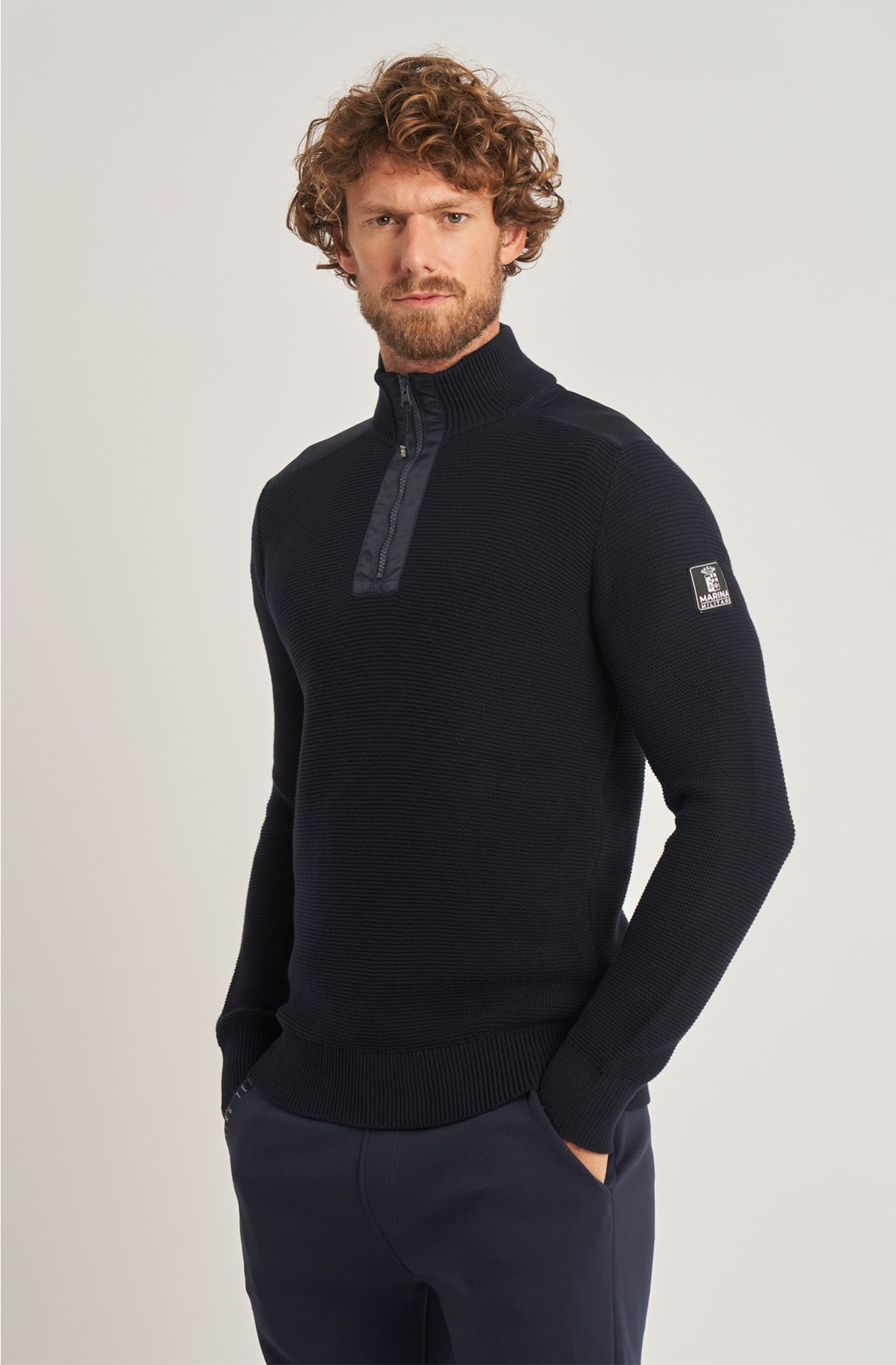 Maglione da uomo Sailing Team in tessuto tecnico mezza zip