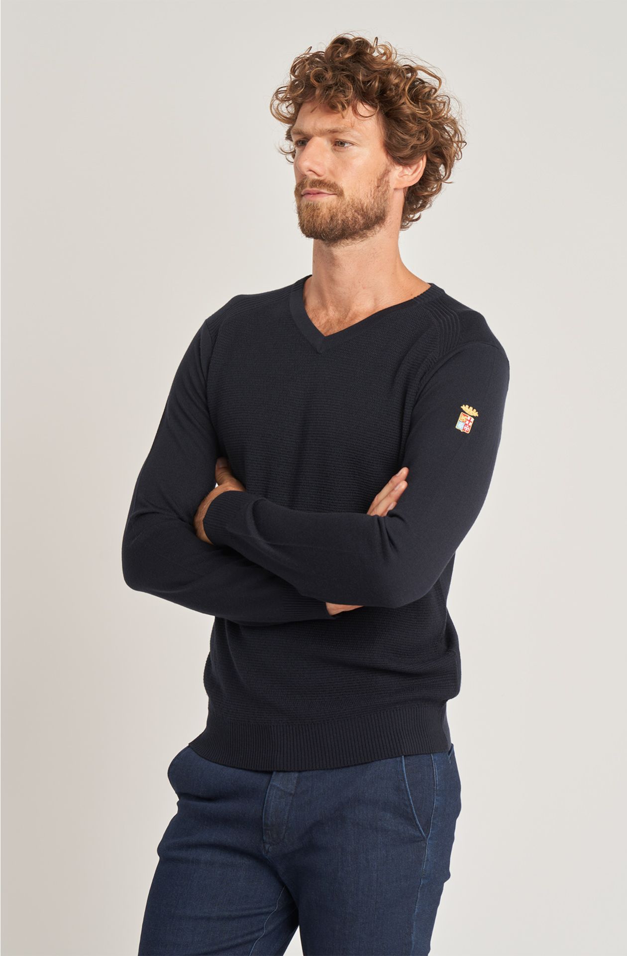 Classic men's V-neck wool sweater