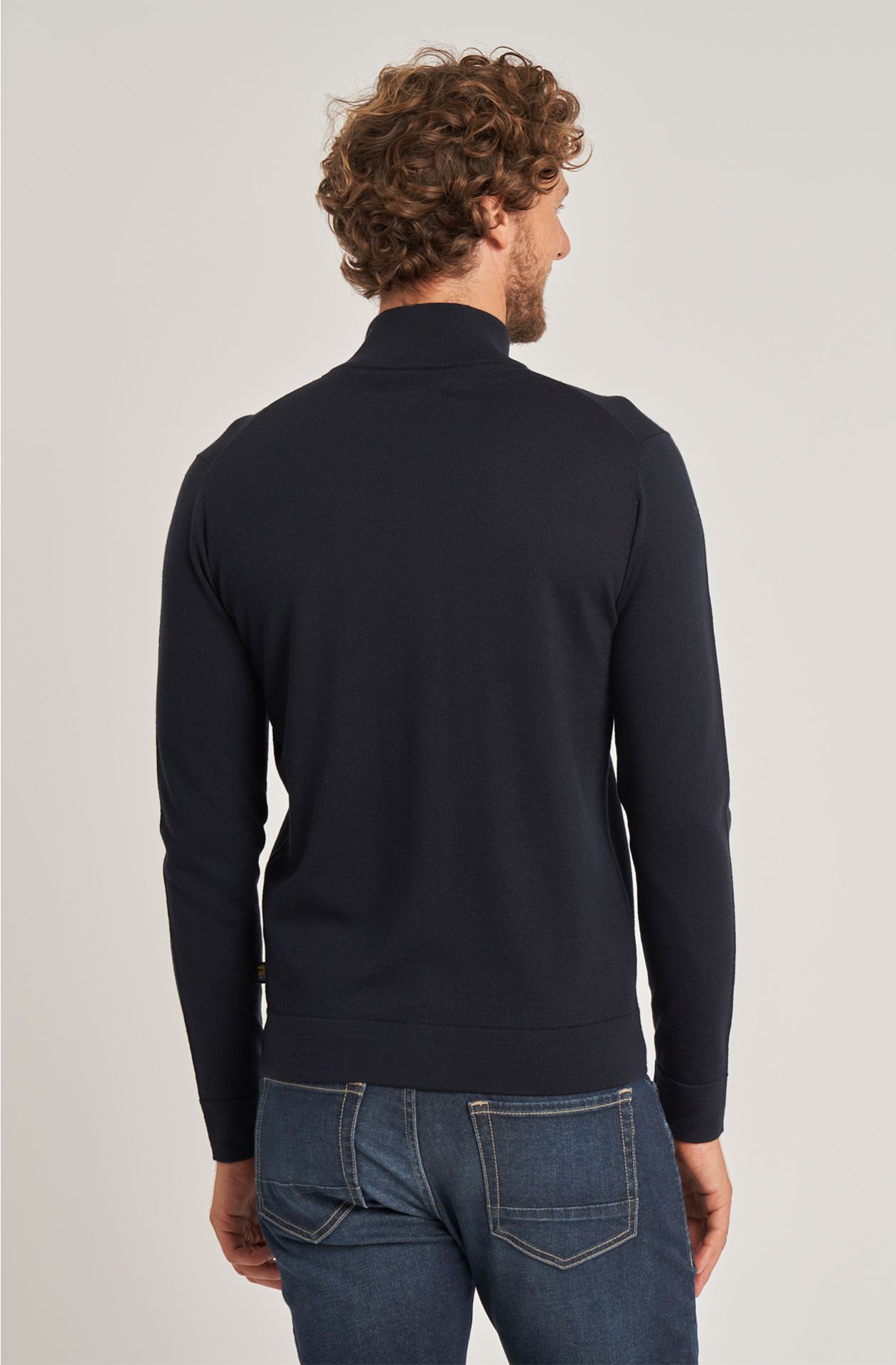 Classic men's sweater in full zip wool blend