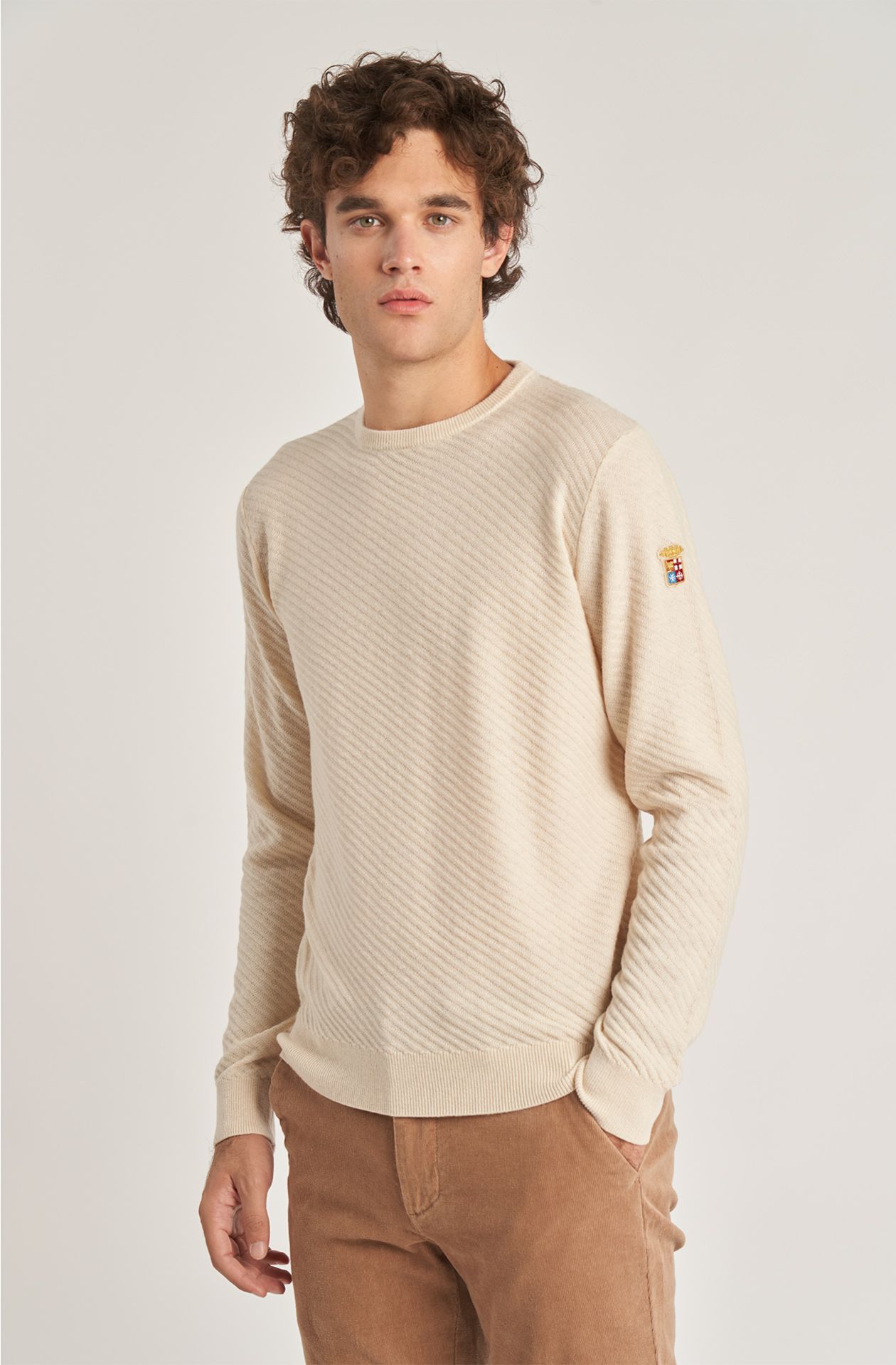 Maglione da uomo in misto lana girocollo