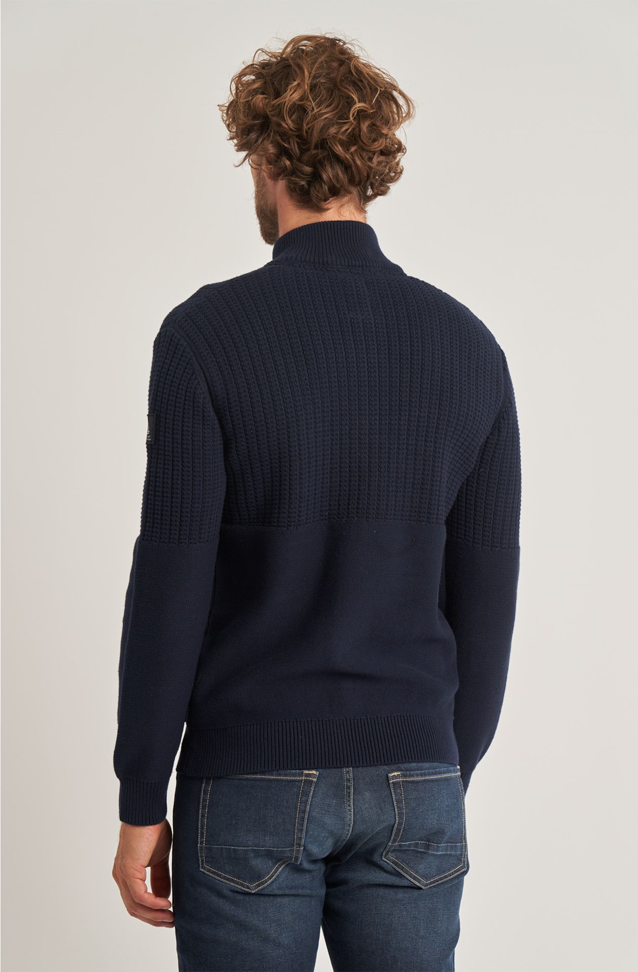 Amerigo Vespucci men's sweater in warm half-zip cotton