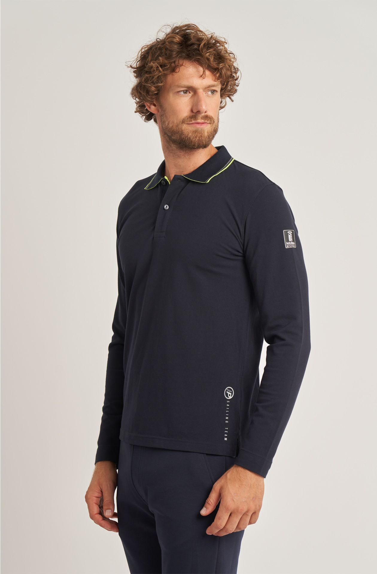 Men's Sailing Team polo shirt in long-sleeved cotton