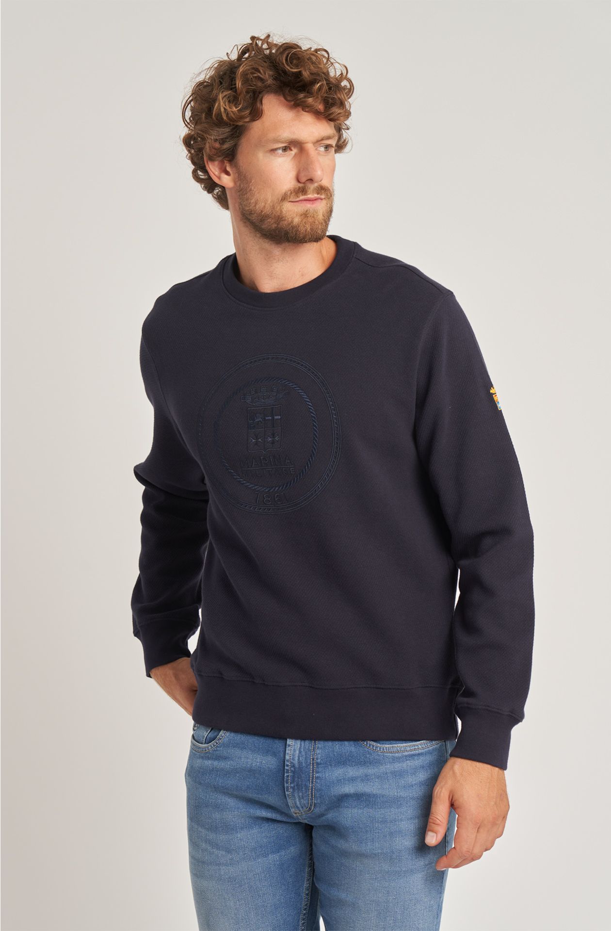 Organic men's crew-neck cotton sweatshirt