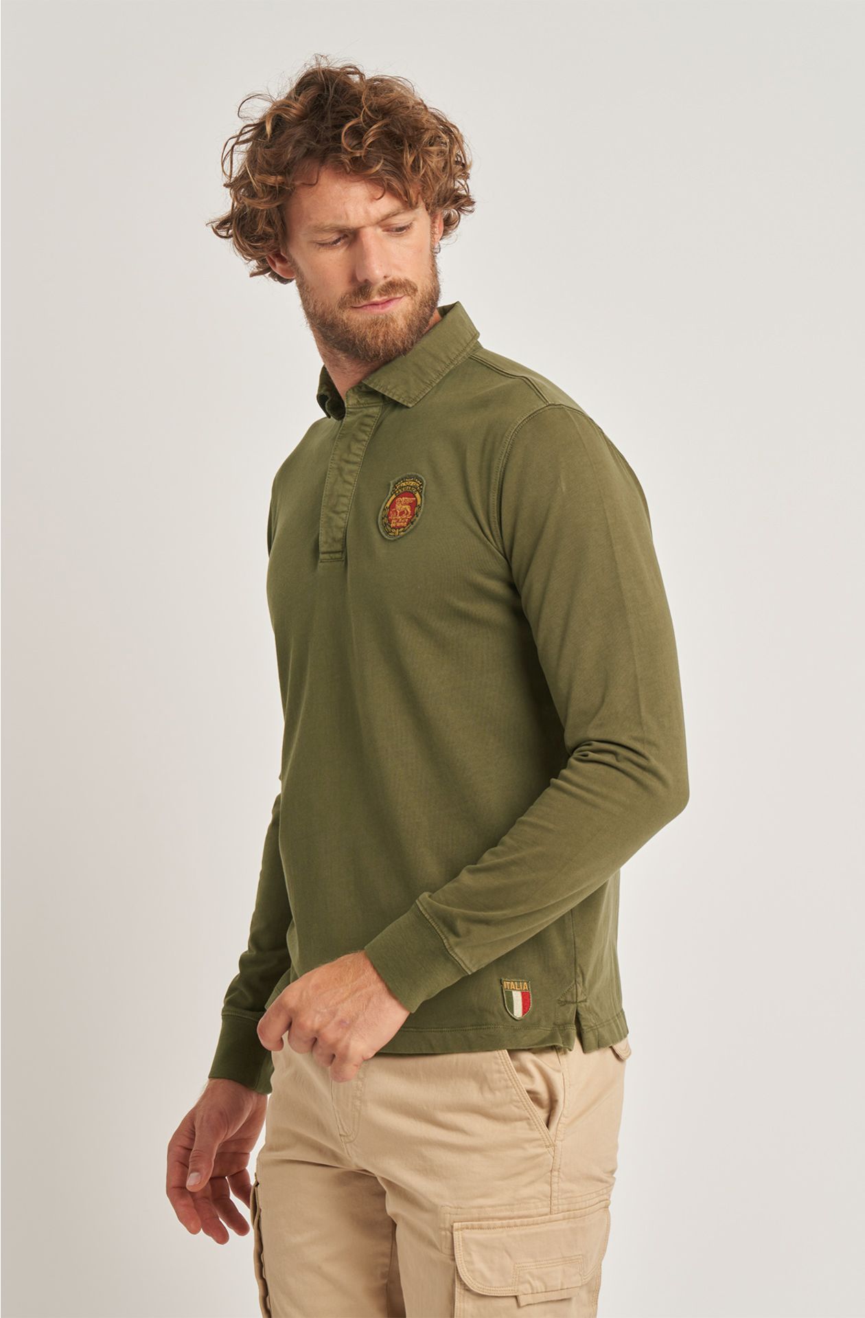 Brigata Marina San Marco men's polo shirt in long-sleeved cotton