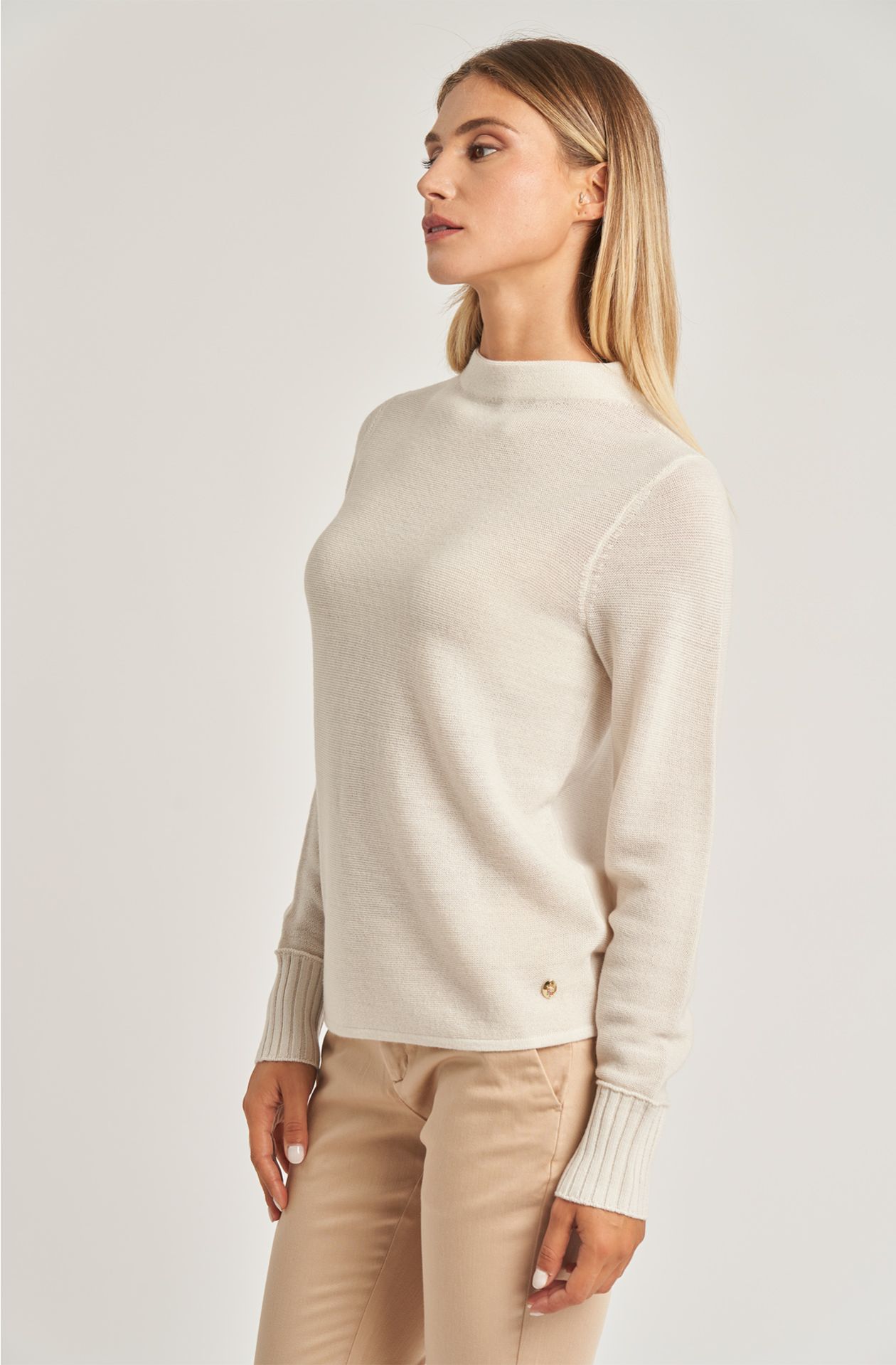 Women's volcano neck wool blend sweater