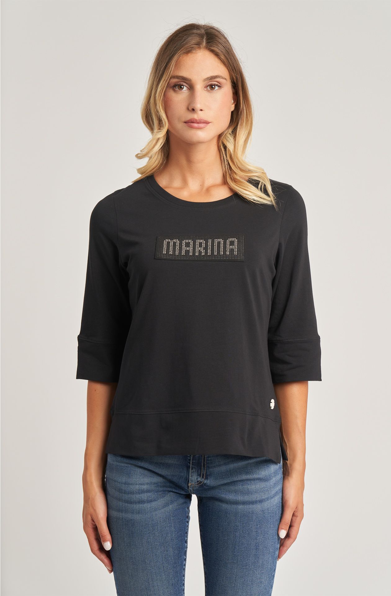 T-shirt da donna in cotone jersey girocollo