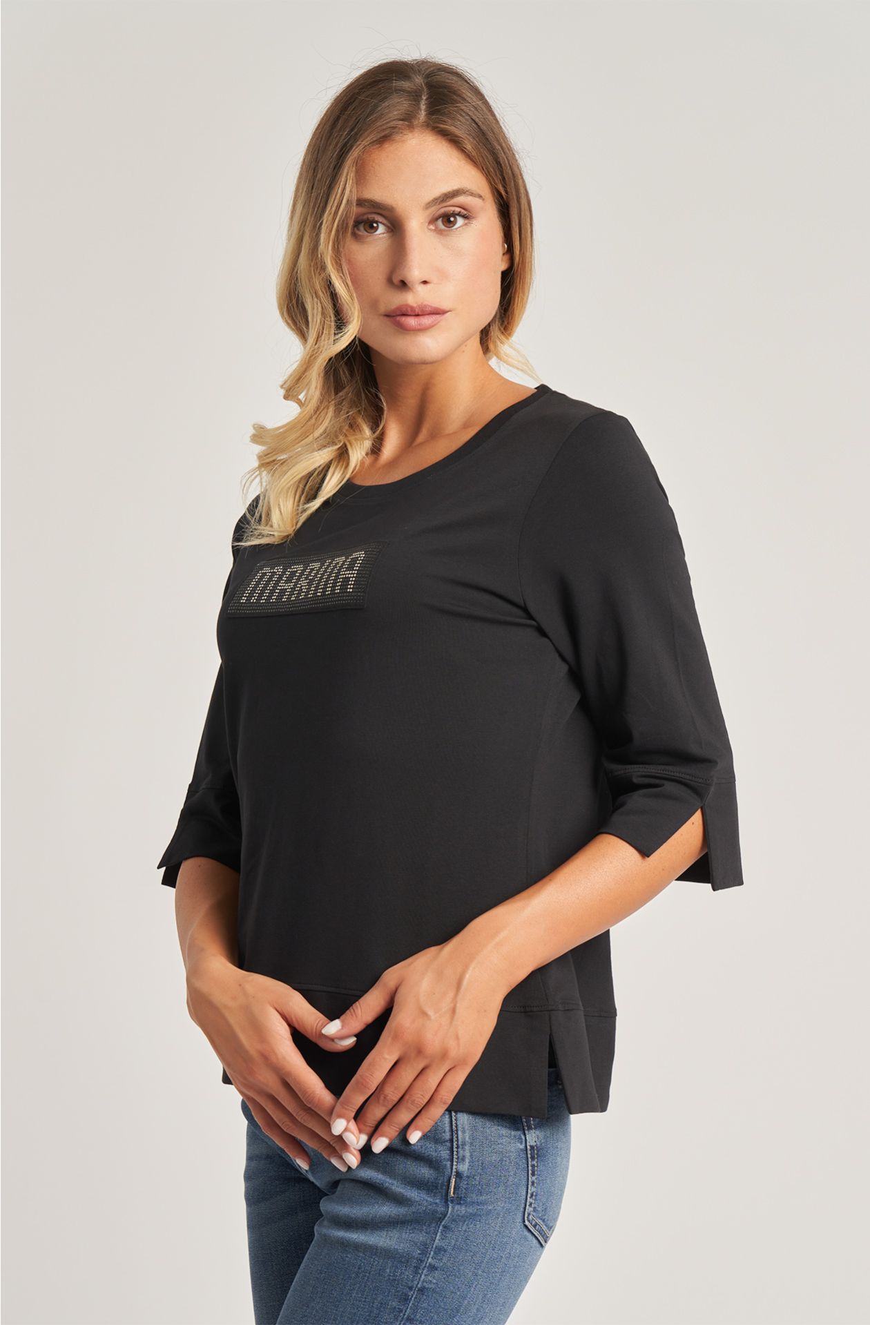 T-shirt da donna in cotone jersey girocollo