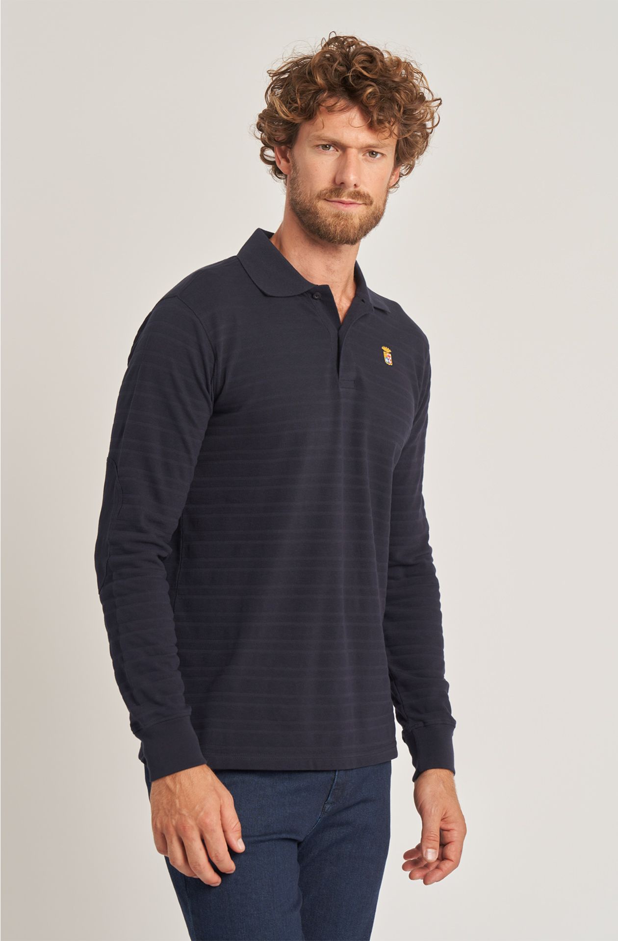 Classic men's polo shirt in long-sleeved cotton