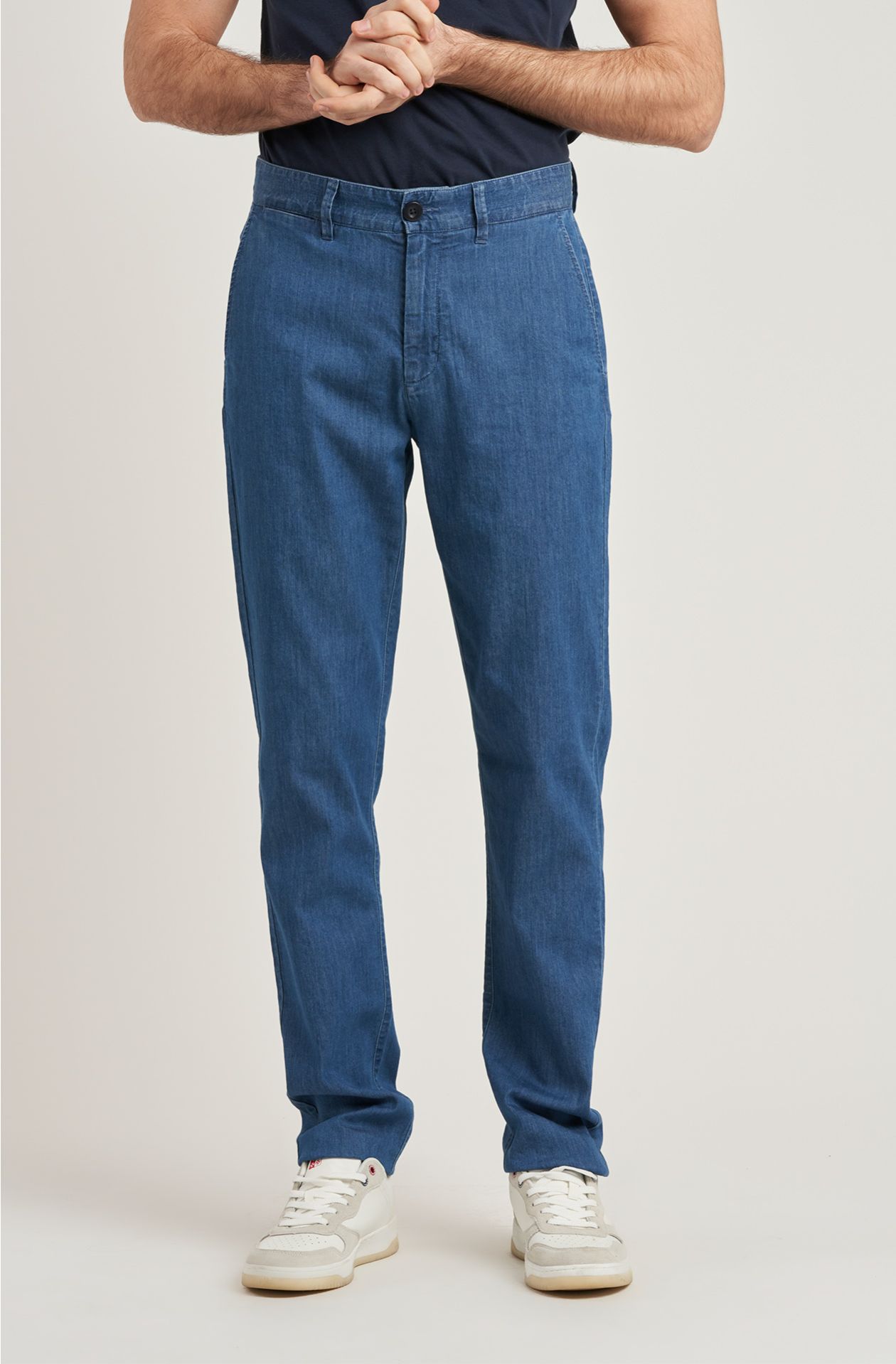 Men's stone washed cotton trousers