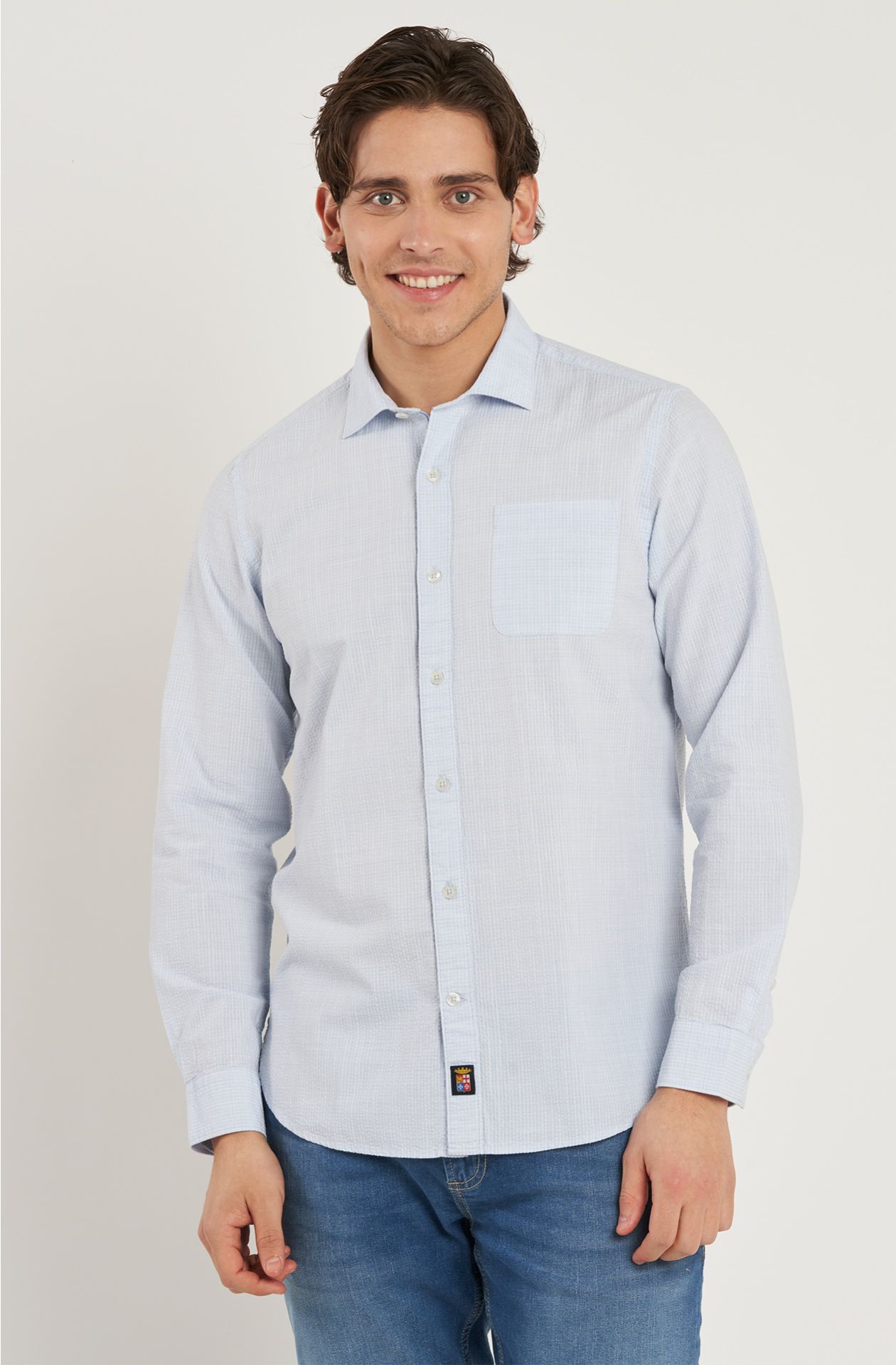 Camicia da uomo Premium Collection in cotone goffrato