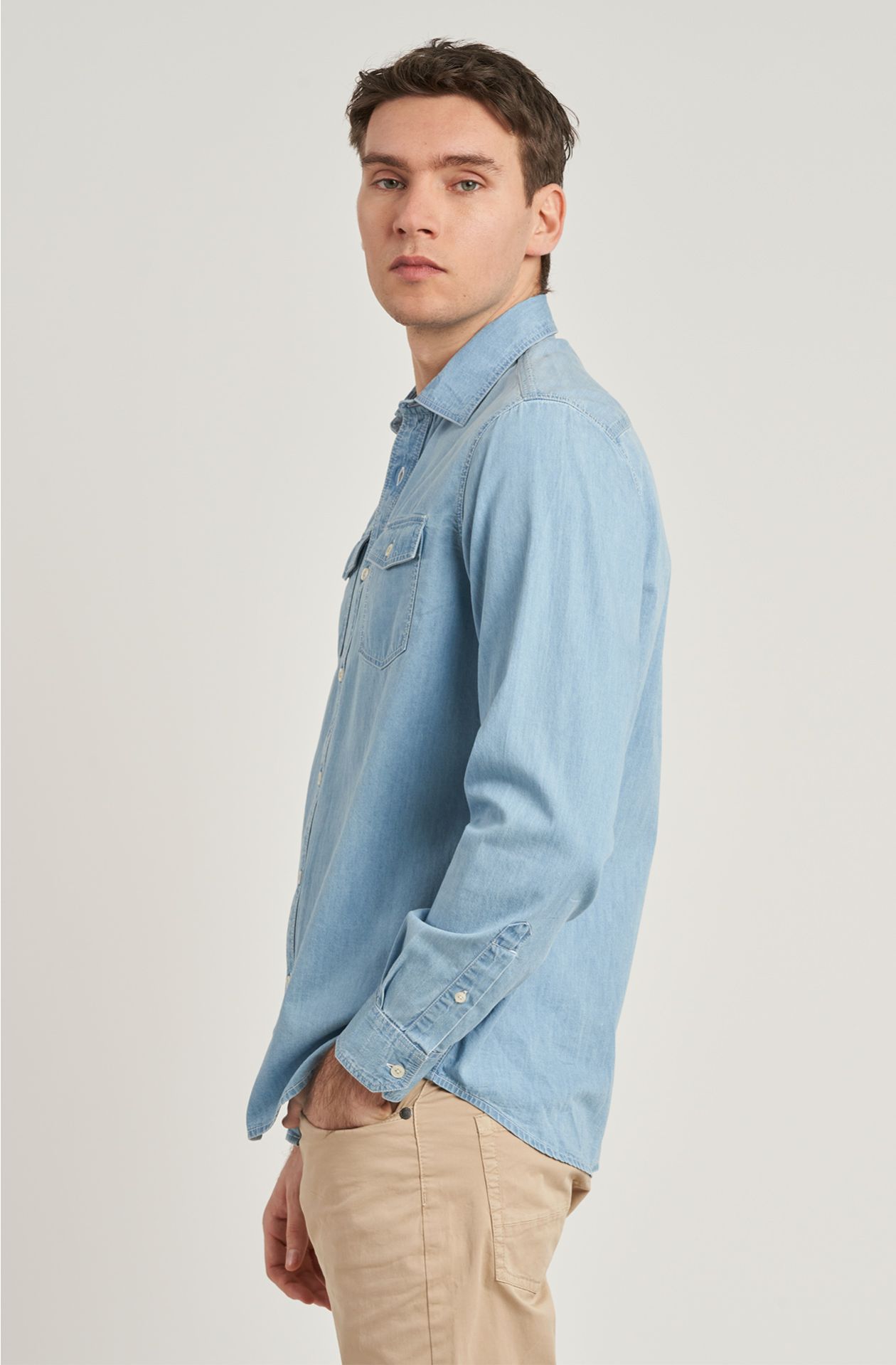 Men's stone washed cotton shirt