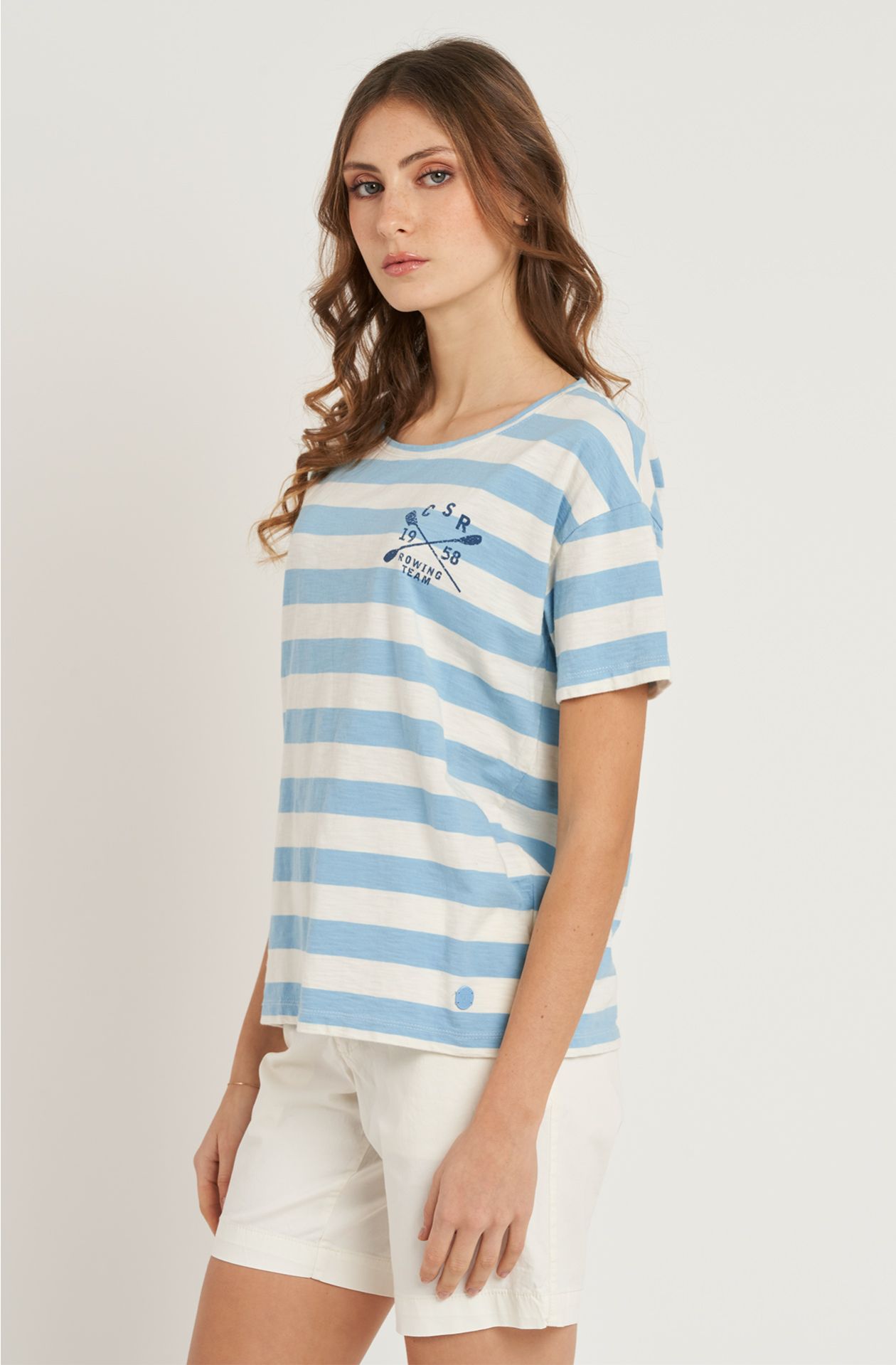 T-shirt da donna Rowing Team in cotone slub