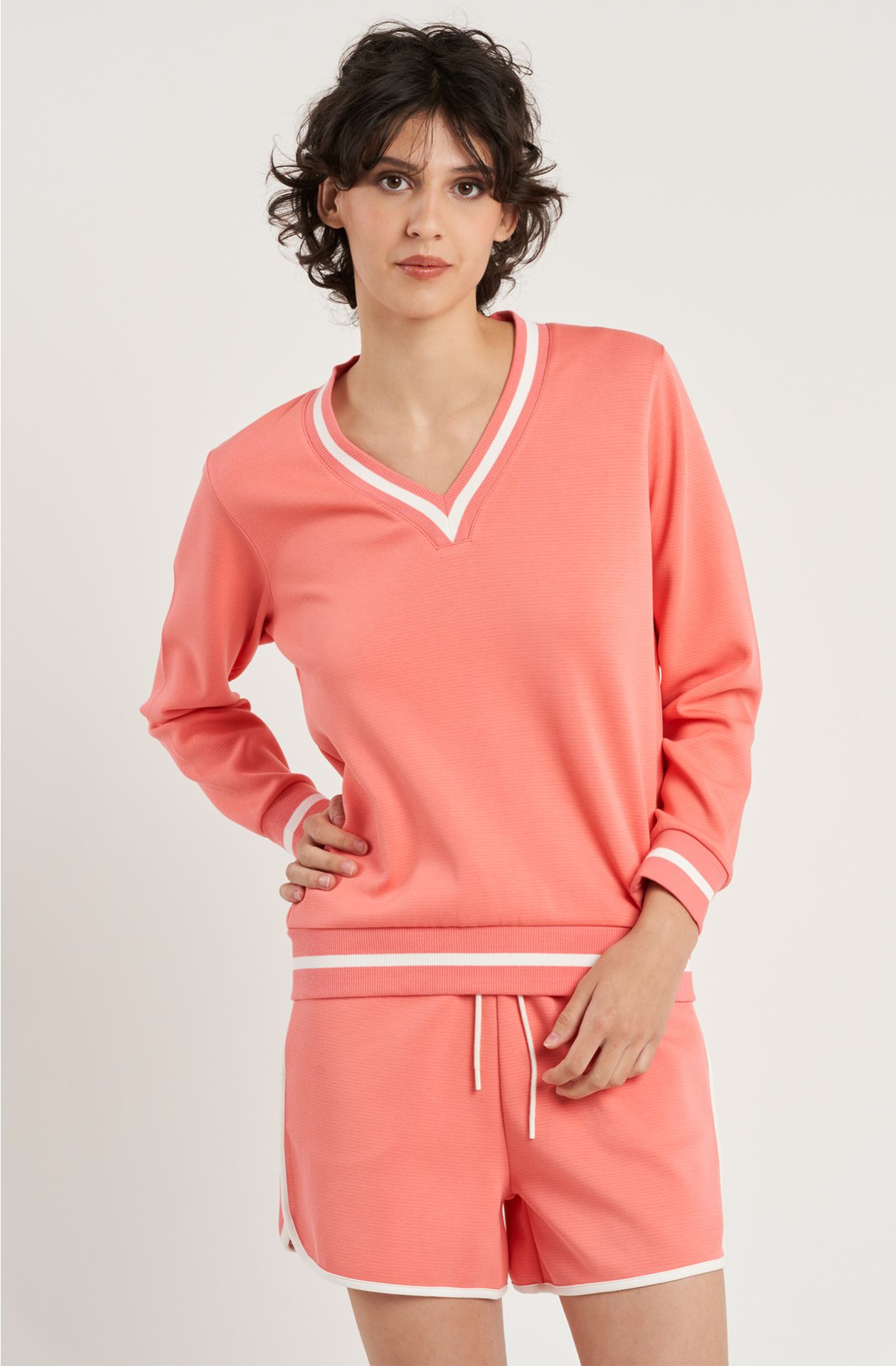 Women's sweatshirt in cotton and viscose blend